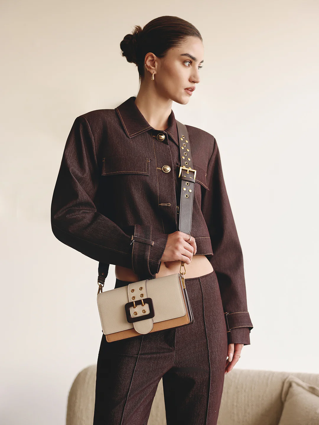 Adrianne Metal Buckle Crossbody Bag - Image 7